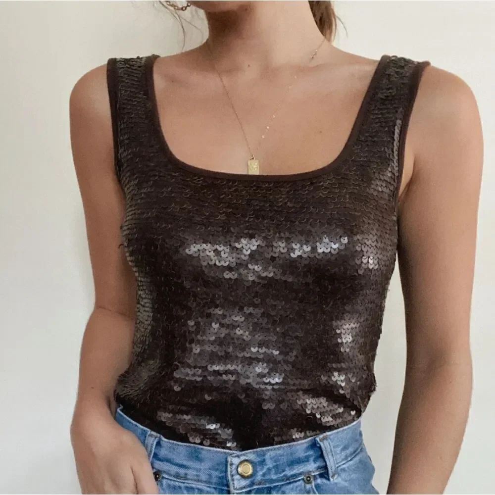CHRISTINE GERARD SEQUIN EMBROIDERED TANK